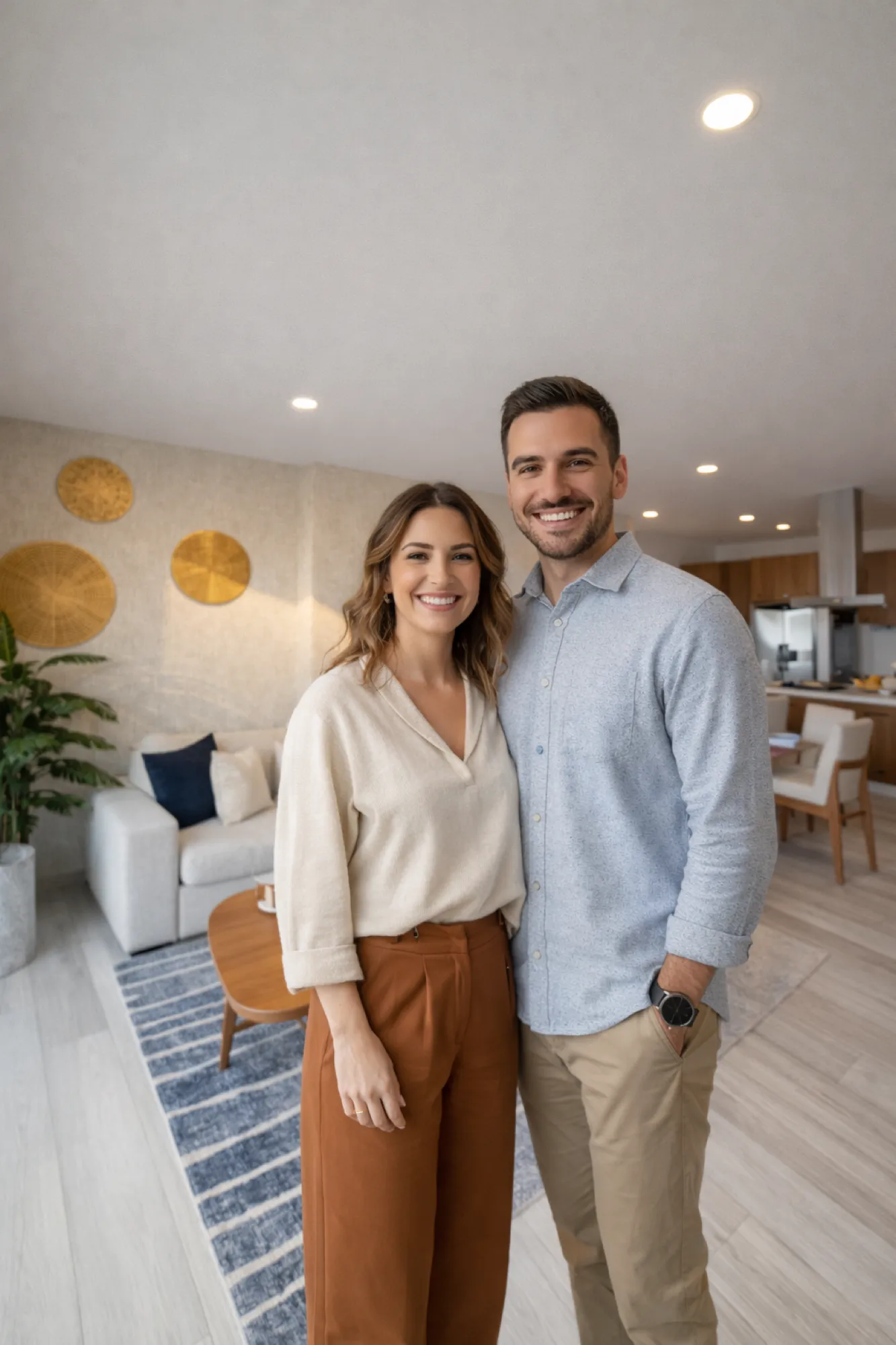 Pareja disfrutando la sala de su residencia Zelva44